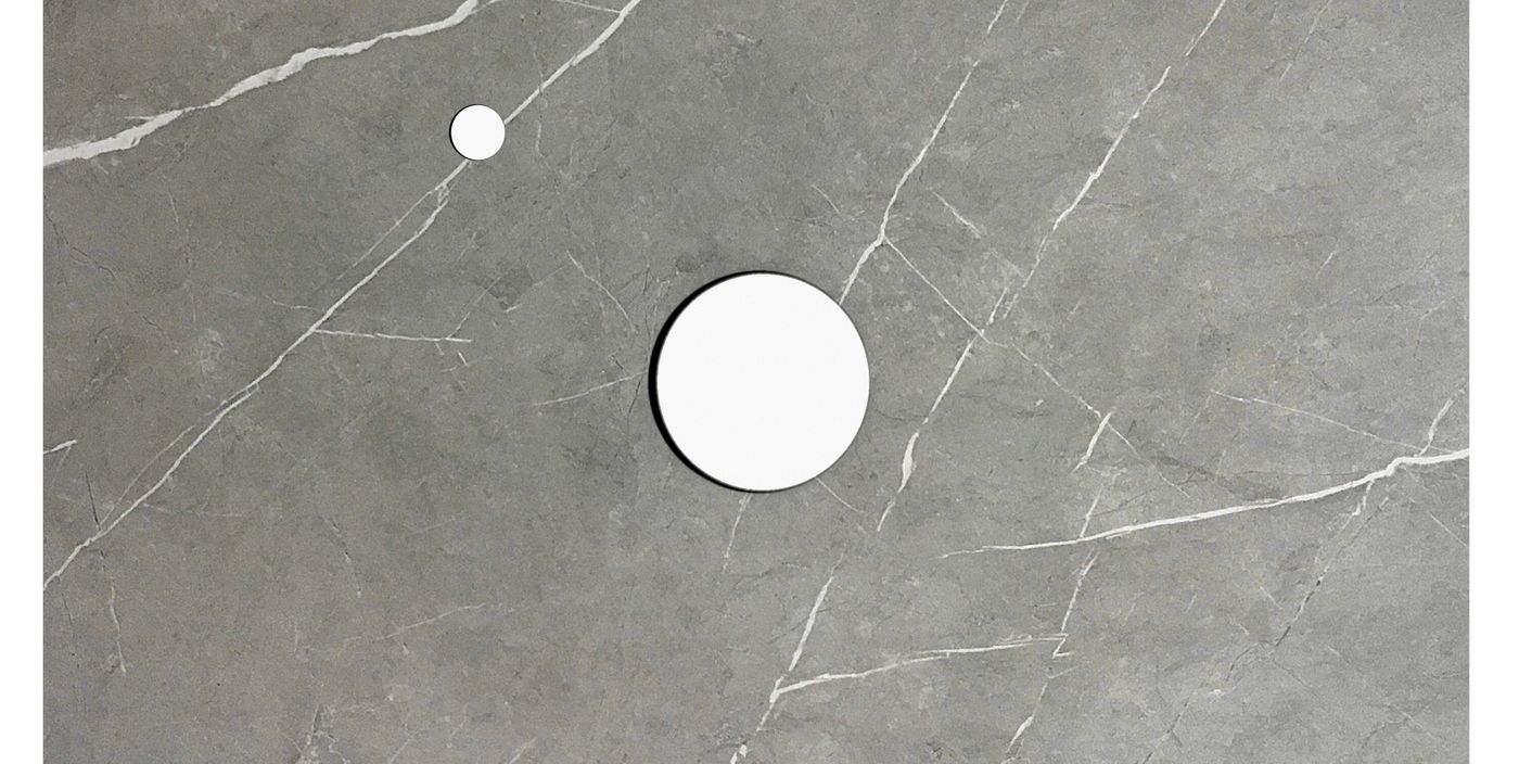 Rock Plate Stone 750x465x15 Amani Grey - Above Counter 10 O'Clock Taphole