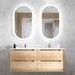 Byron 1200mm Natural Oak Wall Hung Vanity with Ceramic Top Double Bowl