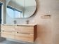 Byron 1200mm Natural Oak Wall Hung Vanity with Ceramic Top Double Bowl