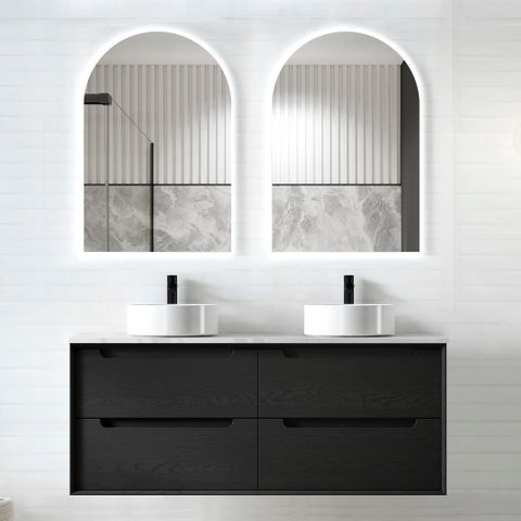 Byron 1200mm Black Oak Wall Hung Vanity Double Bowl