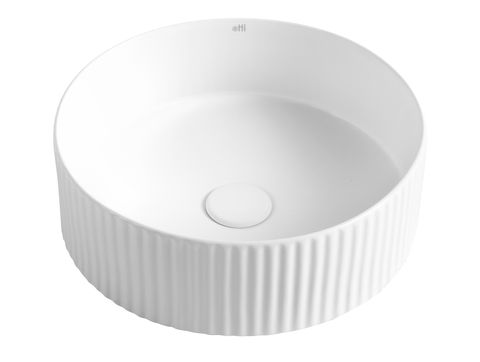 Marlo Round 400x400x125 Matte White Fluted Basin