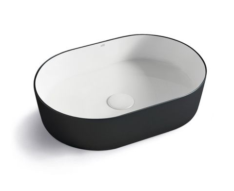 Quay Oval 500x330x120 Matte Black & Gloss White Basin