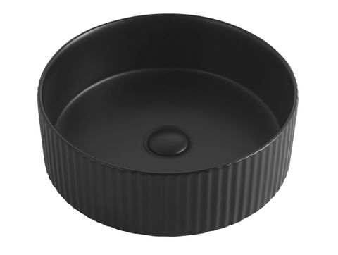 Marlo Round 400x400x125 Matte Black Fluted Basin