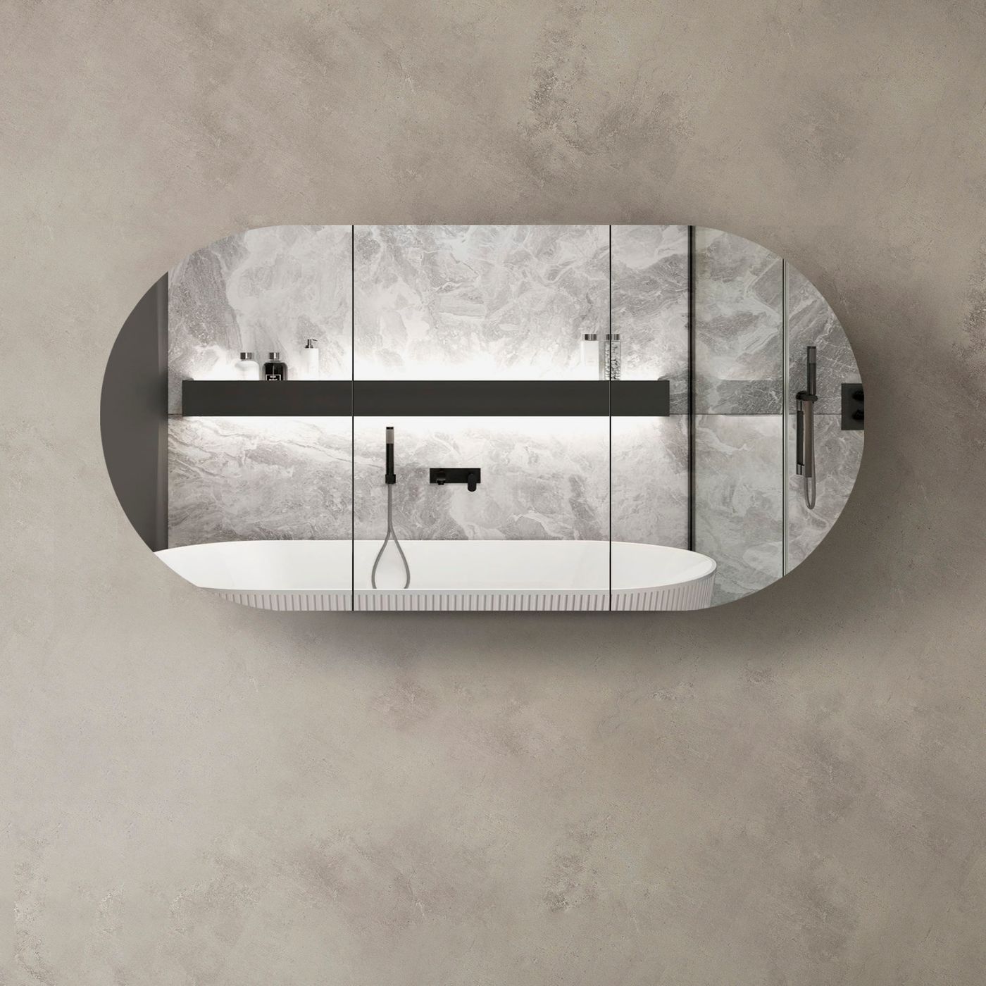 Bondi 1800x900 Black Oak Shaving Cabinet