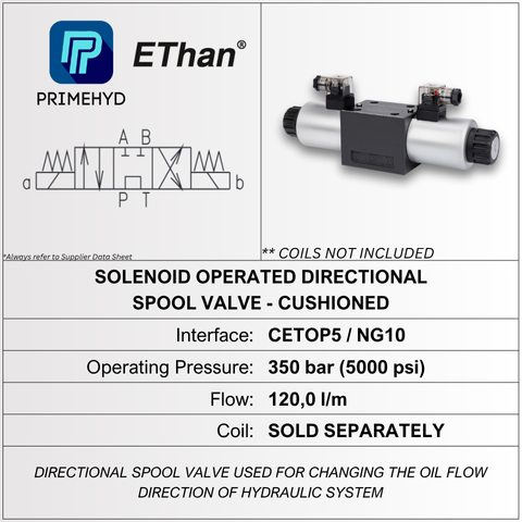 4WE10SG &bull; DIRECTIONAL CONTROL VALVE &bull; SPOOL TYPE SG &bull; CETOP 05 / NG10 &bull; MAX PRESSURE 315 BAR &bull; FLOW CAPACITY 120 L/MIN &bull; HIGH-TECH