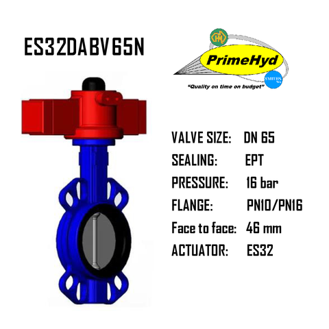 HYDRAULIC 1/4 TURN ACTUATOR SIZE 32 65MM BUTTERFLY VALVE
