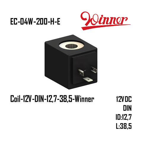 EC04W200HE, 12 V DC / DIN, ID: 12.7 mm, LENGTH: 38.5 mm, BRAND: Winner Hydraulics