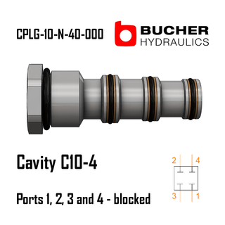 CPLG-10-N-40-000 C10-4, 7/8"-14UNF, 4-WAY, PORTS 1, 2, 3 AND 4 BLOCKED CAVITY PLUG, BUCHER