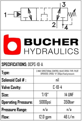 DCPS-10-N-A-S-0-200 DIRECTIONAL CONTROL PILOTED SPOOL VALVE 3 WAY  - 10