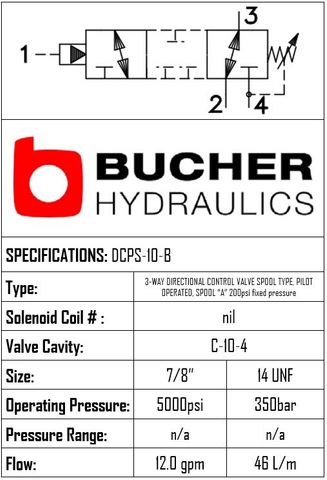 DCPS-10-N-B-S-0-200 DIRECTIONAL CONTROL PILOTED SPOOL VALVE 3 WAY - 10