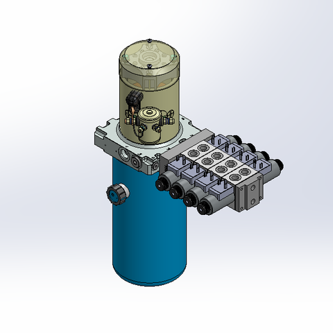 12v DC 7L/min 10-170bar 2.8L ROUND tank / vertical mount / 4 x valve