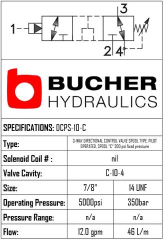 DCPS-10-N-C-S-0-200 DIRECTIONAL CONTROL PILOTED SPOOL VALVE 3 WAY - 10