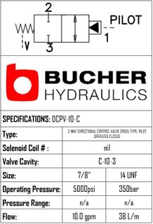 DCPV-10-N-C-S-0-200 DIRECTIONAL CONTROL PILOTED SPOOL VALVE 2 WAY - 10