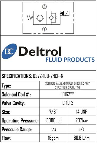 DSV2-100-2NCP-N  SOLENOID CARTRIDGE  N.C. POPPE