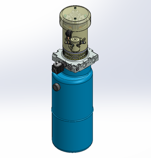 12v DC FAN ASSISTED 7L/min 10-170bar 9.0L ROUND tank / vertical mount / lowering solenoid valve