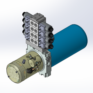 24v DC 7L/min 10-200bar 2.8L ROUND tank / horizontal mount / 4 x valve