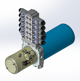 24v DC 7L/min 10-200bar 2.8L ROUND tank / horizontal mount / 5 x valve