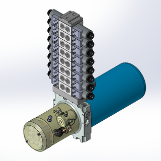 24v DC 7L/min 10-200bar 2.8L ROUND tank / horizontal mount / 8 x valve