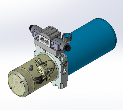 24v DC 7L/min 10-200bar 2.8L ROUND tank / horizontal mount / 1 x valve