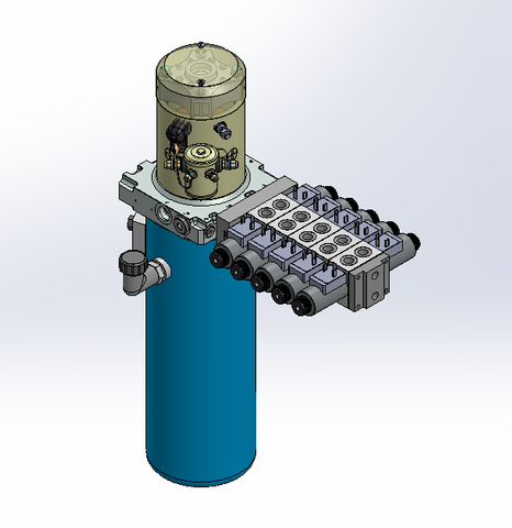 24v DC 7L/min 10-200bar 4.2L ROUND tank / vertical mount / 5 x valve