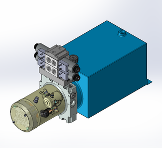 24v DC 7L/min 10-200bar 10.0L SQUARE tank / horizontal mount / 2 x valve