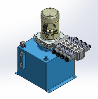 24v DC 7L/min 10-200bar 12.0L SQUARE tank / vertical mount / 4 x valve