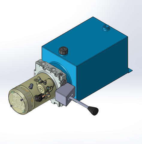 24v DC 7L/min 10-200bar 10.0L SQUARE tank / horizontal mount / manual valve