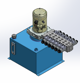 24v DC 7L/min 10-200bar 18.0L SQUARE tank / vertical mount / 6 x valve