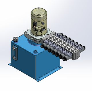 24v DC 7L/min 10-200bar 12.0L SQUARE tank / vertical mount / 7 x valve