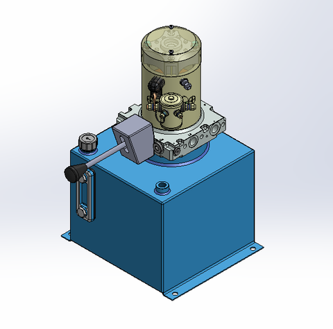 24v DC 7L/min 10-200bar 12.0L SQUARE tank / vertical mount / manual valve