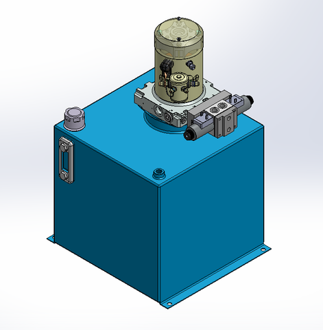 24v DC 7L/min 10-200bar 36.0L SQUARE tank / vertical mount / 1 x valve