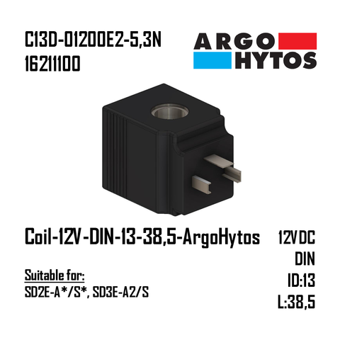 Coil-12V-DIN-13-38,5-ArgoHytos (SD2E-A*/S*, SD3E-A2/S)
