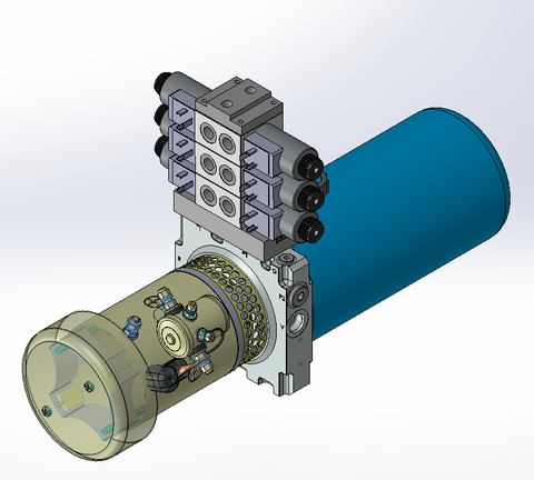 24v DC FAN ASSISTED 7L/min 10-200bar 2.8L ROUND tank / horizontal mount / 3 x valve