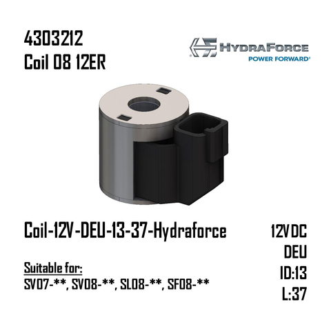 Coil-12V-DEU-13-36-Hydraforce (SV07-**, SV08-**, SL08-**, SF08-**)