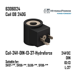 6306024, 24 V / DIN, ID: 13 mm, LENGTH: 37.1 mm, BRAND: Hydraforce