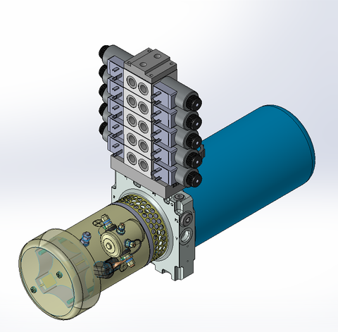 24v DC FAN ASSISTED 7L/min 10-200bar 2.8L ROUND tank / horizontal mount / 5 x valve