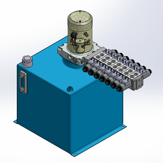 24v DC 7L/min 10-200bar 36.0L SQUARE tank / vertical mount / 7 x valve