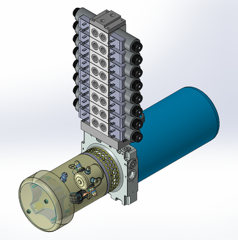 24v DC FAN ASSISTED 7L/min 10-200bar 2.8L ROUND tank / horizontal mount / 8 x valve