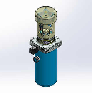 24v DC FAN ASSISTED 7L/min 10-200bar 2.8L ROUND tank / vertical mount / lowering solenoid valve