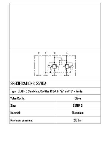 SANDWICH CETOP 5 W/ DUAL C12-4 CAVITIES ON A&B