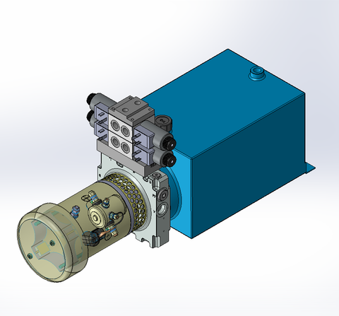 24v DC FAN ASSISTED 7L/min 10-200bar 10.0L SQUARE tank / horizontal mount / 2 x valve