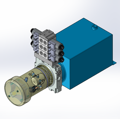 24v DC FAN ASSISTED 7L/min 10-200bar 10.0L SQUARE tank / horizontal mount / 3 x valve