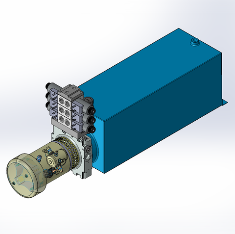 24v DC FAN ASSISTED 7L/min 10-200bar 20.0L SQUARE tank / horizontal mount / 3 x valve