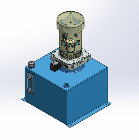 24v DC FAN ASSISTED 7L/min 10-200bar 18.0L SQUARE tank / vertical mount / lowering solenoid valve