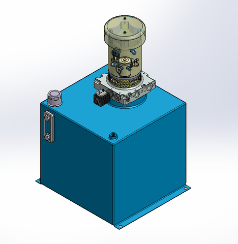 24v DC FAN ASSISTED 7L/min 10-200bar 36.0L SQUARE tank / vertical mount / lowering solenoid valve