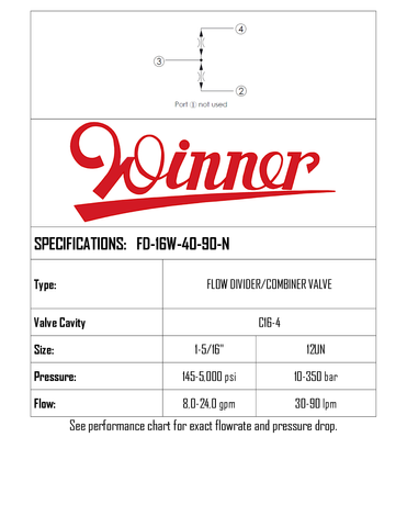 FLOW DIVIDER/COMBINER 50:50 C16-4 90LPM 10-350BAR