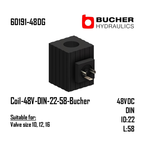 Coil-48V-DIN-22-58-Bucher (Valve size 10/12/16)