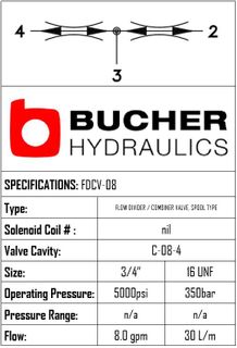 FDCV-08-N-0-22 FLOW DIVIDER SPOOL TYPE VALVE 50/50 - 08