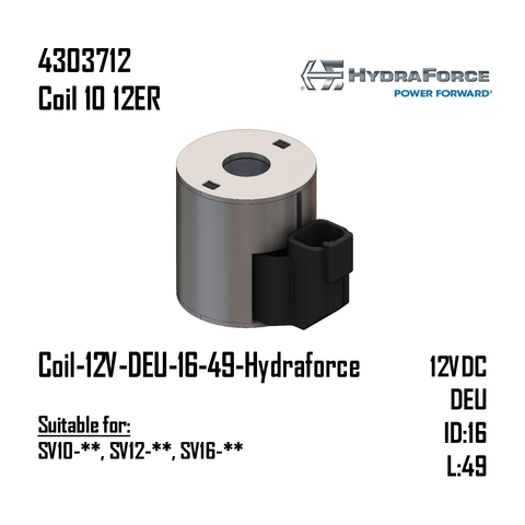 Coil-12V-DEU-16-49-Hydraforce (SV10-**, SV12-**, SV16-**)