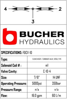 FDCV-10-N-0-22 FLOW DIVIDER SPOOL TYPE VALVE 50/50 - 10